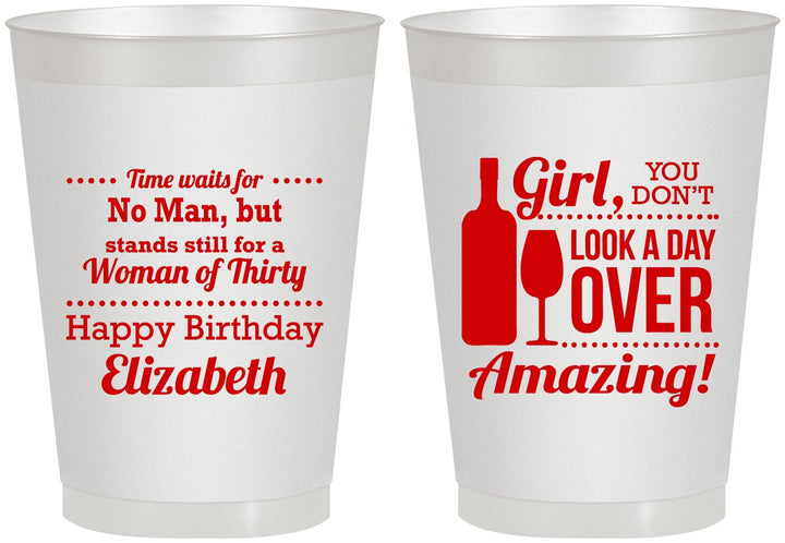 Personalized Birthday 8 oz Frosted Cups - Look A Day Over Amazing | 20150
