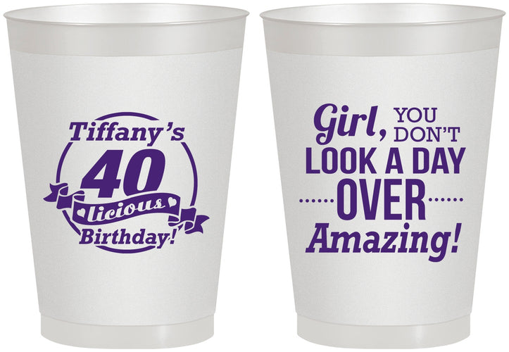 Personalized Birthday 8 oz Frosted Cups - 40th | 20153