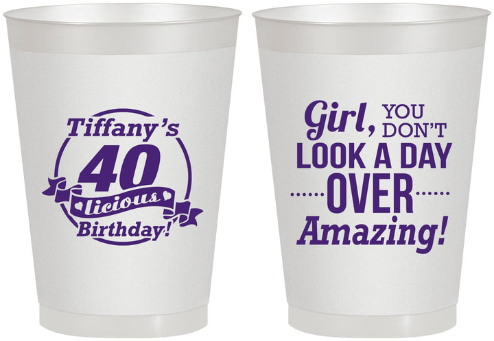 Personalized Birthday 8 oz Frosted Cups - 40th | 20153