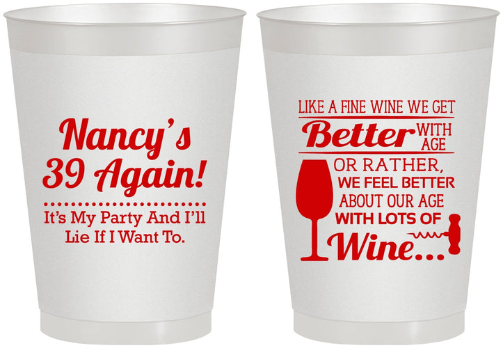 Personalized Birthday 8 oz Frosted Cups - 40th Wine | 20154