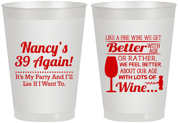 Personalized Birthday 8 oz Frosted Cups - 40th Wine | 20154