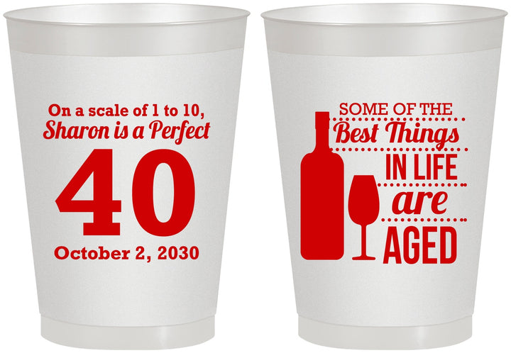 Personalized Birthday 8 oz Frosted Cups - 40th Wine | 20155