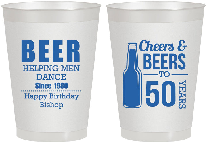 Personalized Birthday 8 oz Frosted Cups - Cheers Beers To 50 Years | 20160