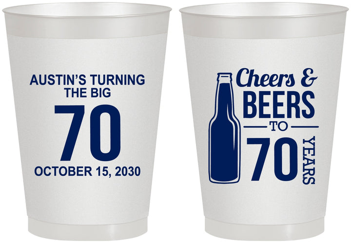 Personalized Birthday 8 oz Frosted Cups - Cheers Beers To 70 Years | 20161