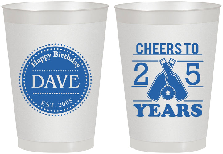 Personalized Birthday 8 oz Frosted Cups - Cheers To 25 Years | 20164
