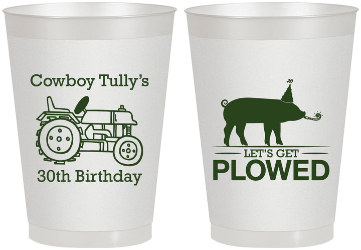Personalized Birthday 8 oz Frosted Cups - 30th Get Plowed | 20166