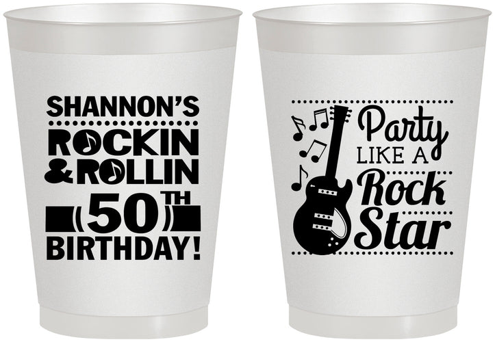 Personalized Birthday 8 oz Frosted Cups - 50th Rock Star | 20173
