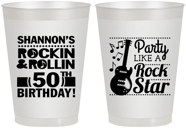 Personalized Birthday 8 oz Frosted Cups - 50th Rock Star | 20173
