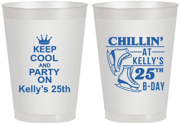 Personalized Birthday 8 oz Frosted Cups - 25th Ice Scating | 20185