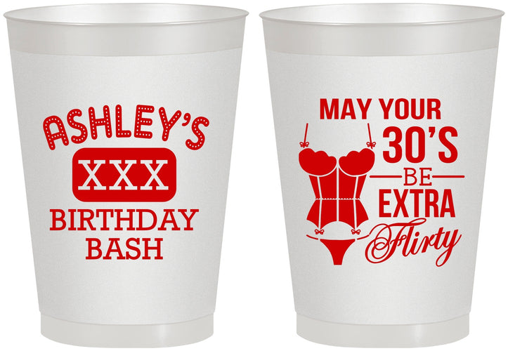 Personalized Birthday 8 oz Frosted Cups - 30th Flirty At Thirty | 20192