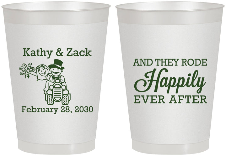 Personalized Wedding 8 oz Frosted Cups - Happily Ever After Tractor | 202