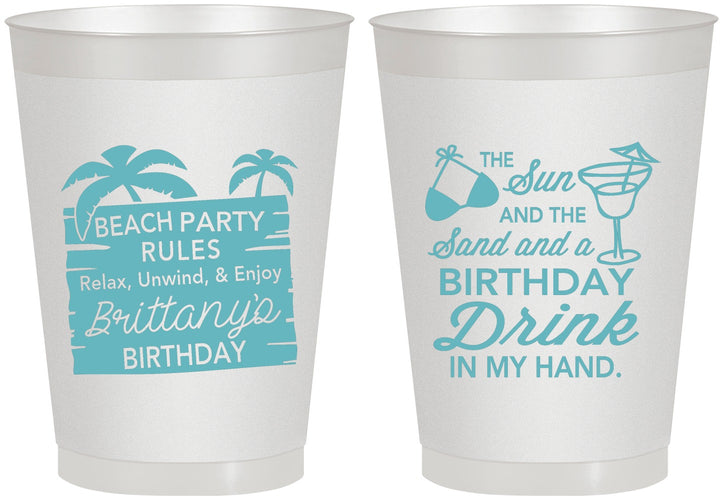 Personalized Birthday 8 oz Frosted Cups - Beach | 20201
