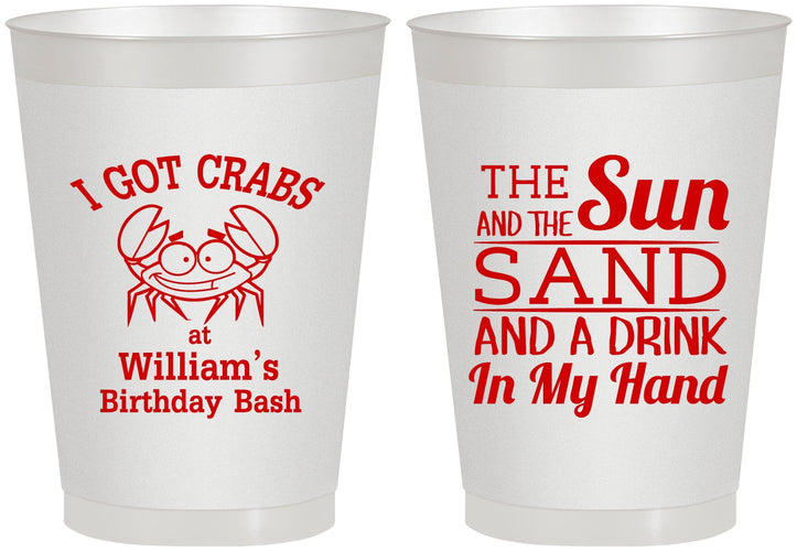Personalized Birthday 8 oz Frosted Cups - Sun Sand Drink Hand | 20205