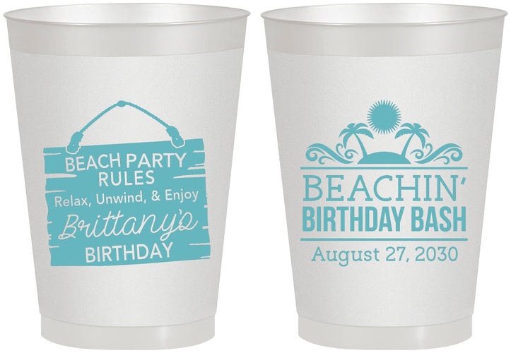 Personalized Birthday 8 oz Frosted Cups - Beach | 20211