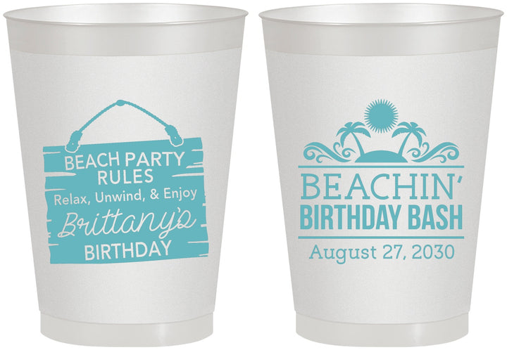 Personalized Birthday 8 oz Frosted Cups - Beach | 20211