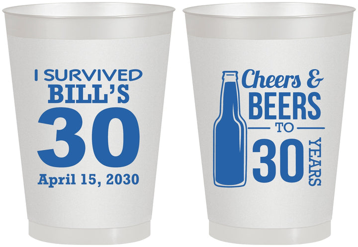 Personalized Birthday 8 oz Frosted Cups - Cheers Beers To 30 Years | 20214