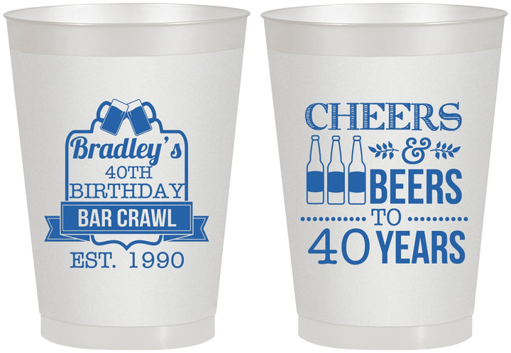 Personalized Birthday 8 oz Frosted Cups - Cheers Beers To 40 Years | 20216