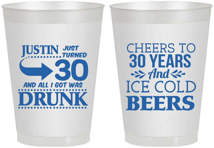 Personalized Birthday 8 oz Frosted Cups - Cheers To 30 Years | 20219