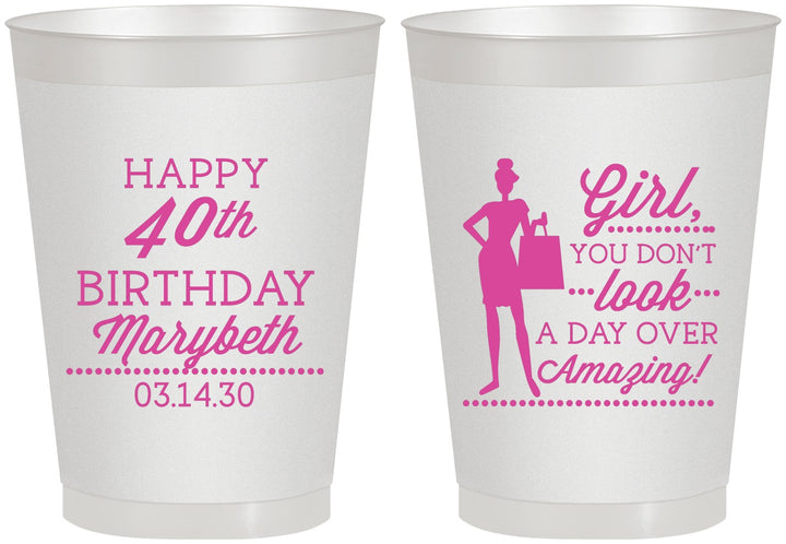 Personalized Birthday 8 oz Frosted Cups - 40th | 20223