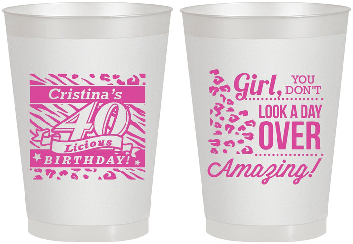 Personalized Birthday 8 oz Frosted Cups - 40th | 20224