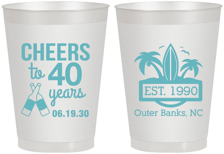 Personalized Birthday 8 oz Frosted Cups - 40th Beach | 20226