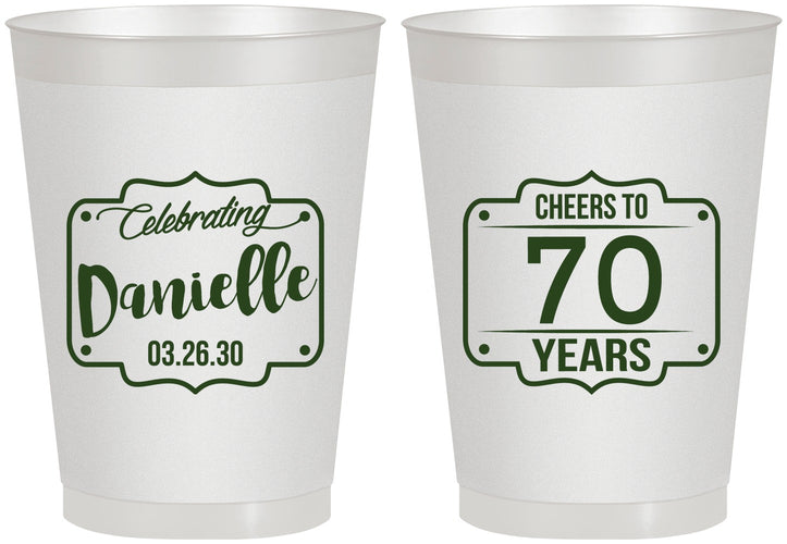 Personalized Birthday 8 oz Frosted Cups - Cheers To 70 Years | 20227