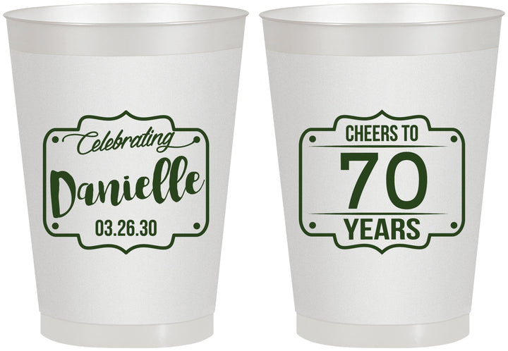 Personalized Birthday 8 oz Frosted Cups - Cheers To 70 Years | 20227