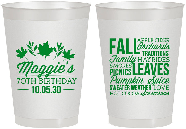 Personalized Birthday 8 oz Frosted Cups - 70th Fall | 20228