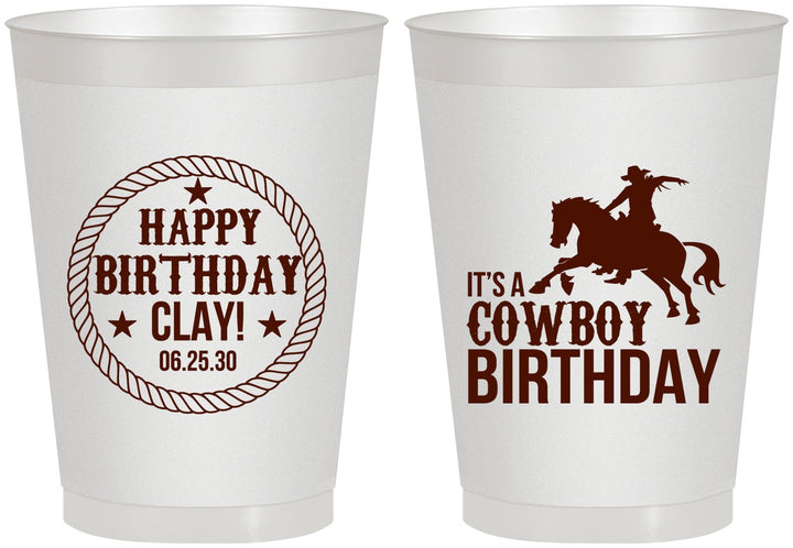 Personalized Birthday 8 oz Frosted Cups - Cowboy | 20229