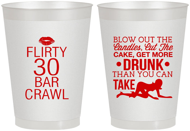 Personalized Birthday 8 oz Frosted Cups - 30th Bar Crawl | 20233