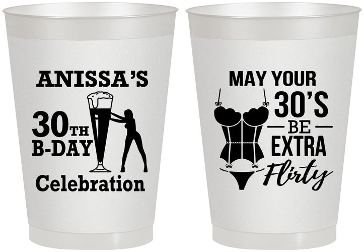 Personalized Birthday 8 oz Frosted Cups - 30th Flirty At Thirty | 20236