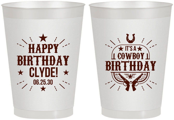 Personalized Birthday 8 oz Frosted Cups - Cowboy | 20244
