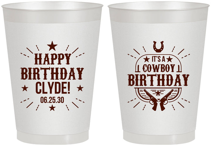Personalized Birthday 8 oz Frosted Cups - Cowboy | 20244