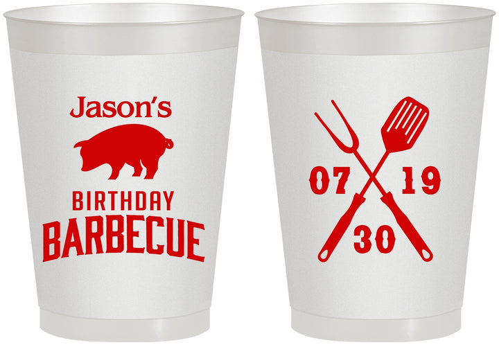 Personalized Birthday 8 oz Frosted Cups - Barbeque Bbq | 20253