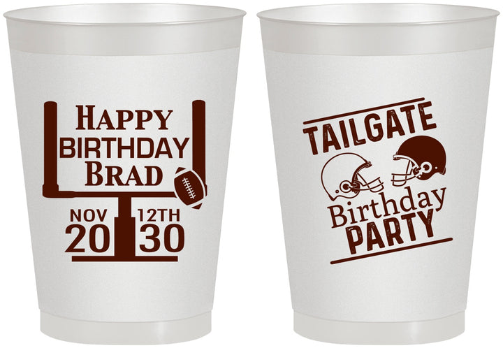 Personalized Birthday 8 oz Frosted Cups - Football | 20256