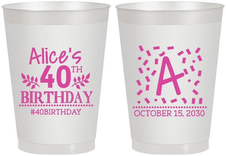 Personalized Birthday 8 oz Frosted Cups - 40th | 20258
