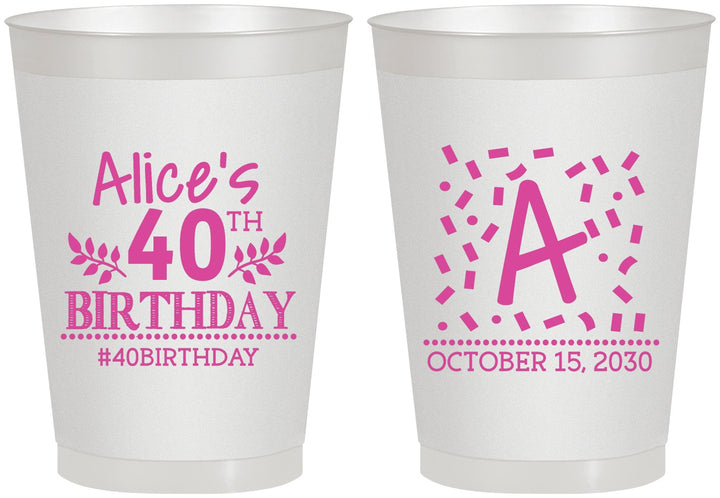 Personalized Birthday 8 oz Frosted Cups - 40th | 20258