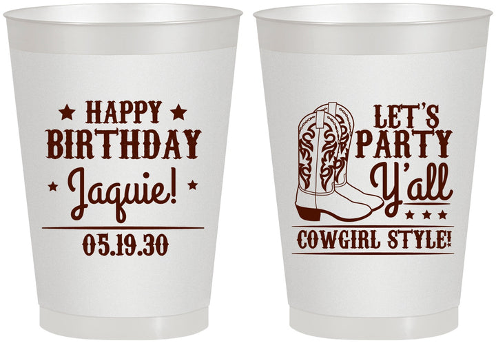 Personalized Birthday 8 oz Frosted Cups - Cowgirl | 20260