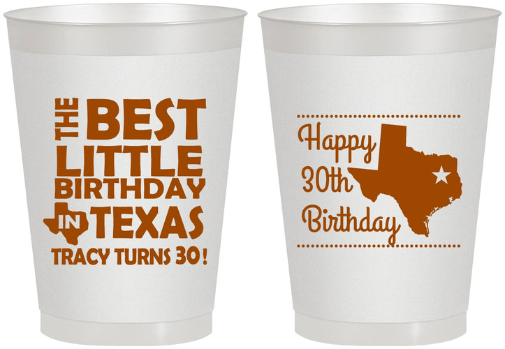 Personalized Birthday 8 oz Frosted Cups - 30th Texas | 20265