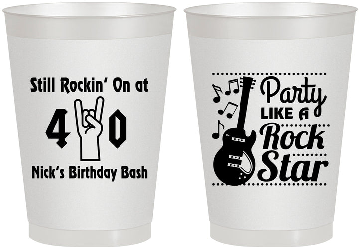 Personalized Birthday 8 oz Frosted Cups - 40th Rock Star | 20266