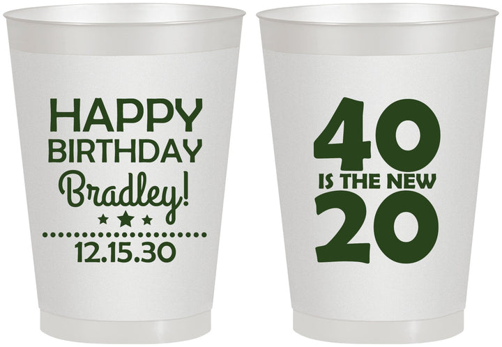 Personalized Birthday 8 oz Frosted Cups - 40 Is The New 20 | 20269