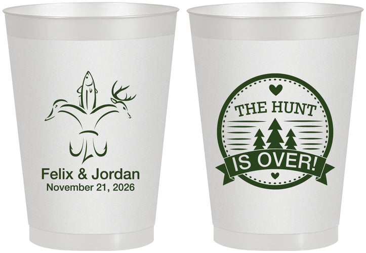 Personalized Wedding 8 oz Frosted Cups - The Hunt Is Over | 203