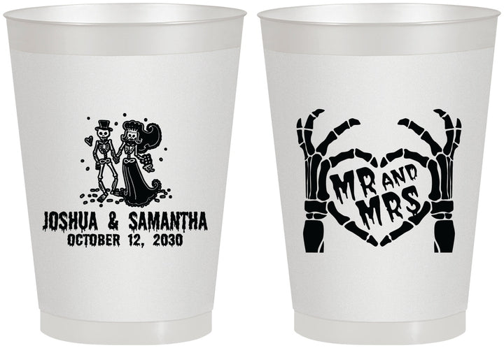 Personalized Wedding 8 oz Frosted Cups - Mr And Mrs Skeleton | 204