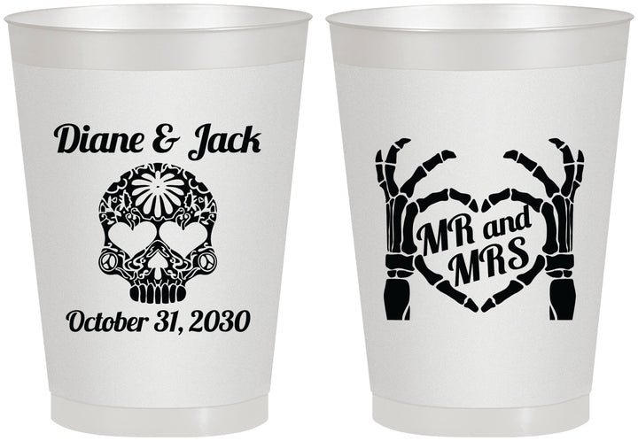 Personalized Wedding 8 oz Frosted Cups - Mr And Mrs Sugar Skull | 205