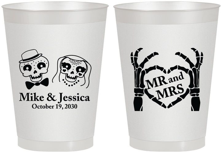 Personalized Wedding 8 oz Frosted Cups - Mr And Mrs Halloween | 206