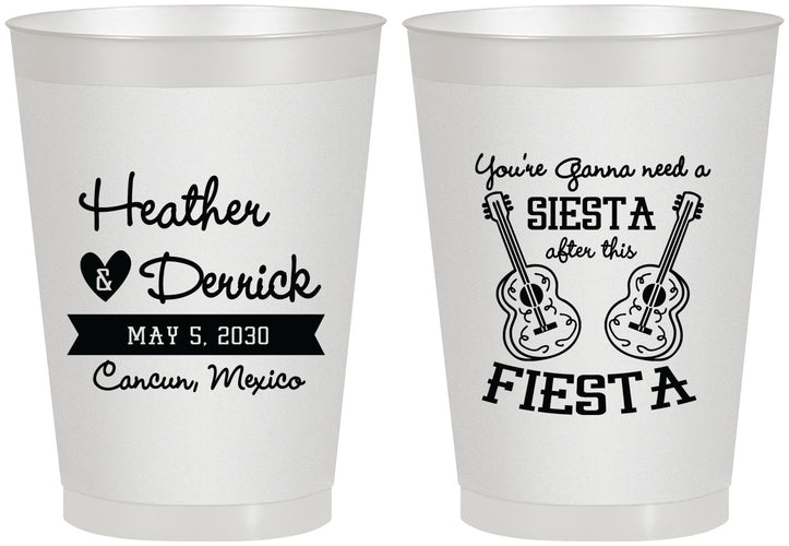 Personalized Wedding 8 oz Frosted Cups - Siesta Fiesta Mexico | 207