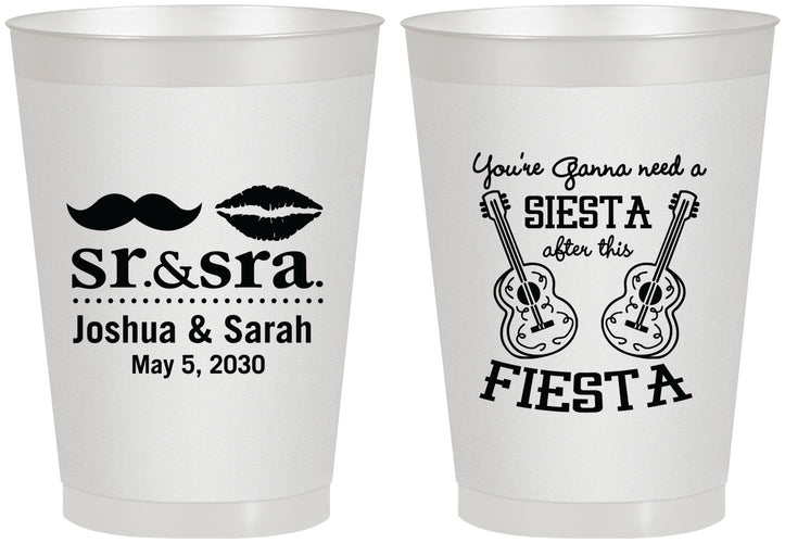 Personalized Wedding 8 oz Frosted Cups - Siesta Fiesta Sr Sra | 208