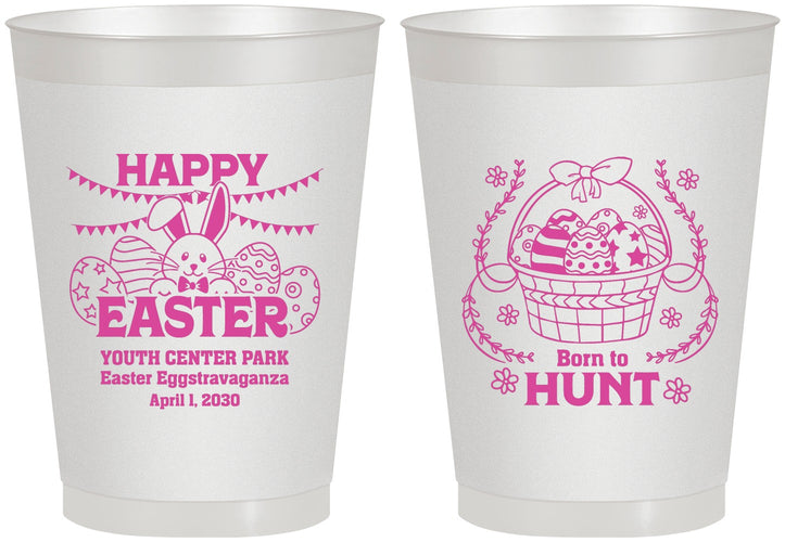 Personalized Easter 8 oz Frosted Cups - Born To Hunt Bunny | 210007
