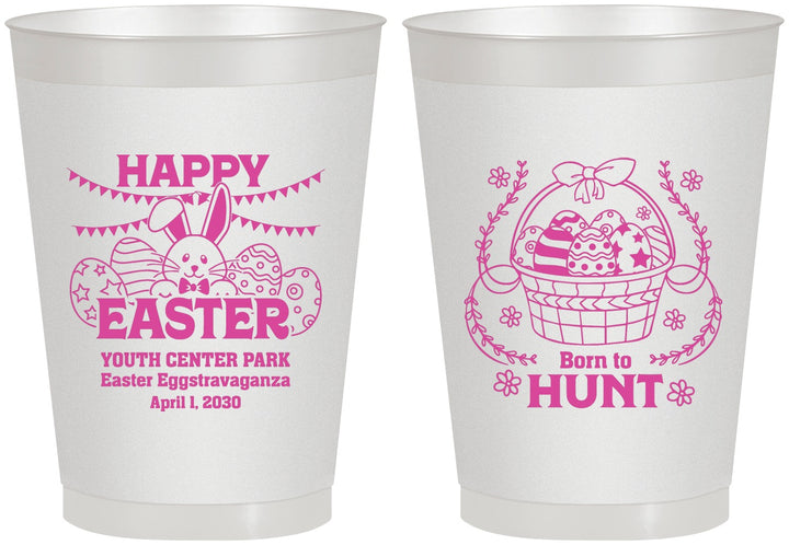 Personalized Easter 8 oz Frosted Cups - Born To Hunt Bunny | 210007