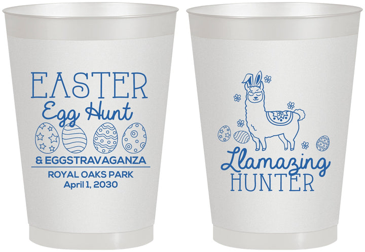 Personalized Easter 8 oz Frosted Cups - Llama Eggs | 210009